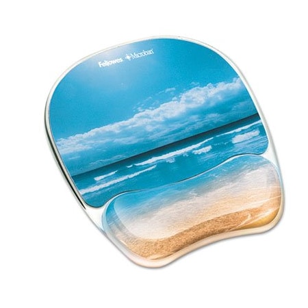 Fellowes Fellowes, Gel Mouse Pad W/wrist Rest, Photo, 7 7/8 X 9 1/4, Sandy Beach 9179301